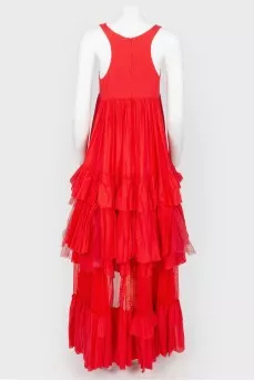 Floor-length dress with tiered ruffles