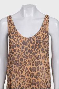 Animal print dress with an asymmetrical hem