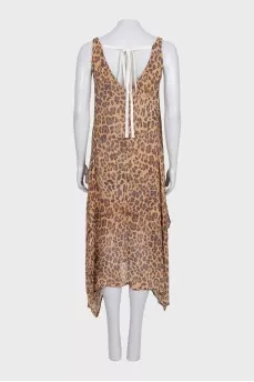 Animal print dress with an asymmetrical hem