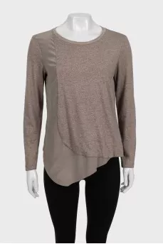 Straight-cut jumper made of wool and silk
