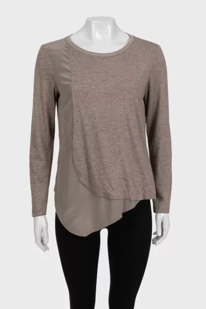 Straight-cut jumper made of wool and silk