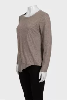 Straight-cut jumper made of wool and silk