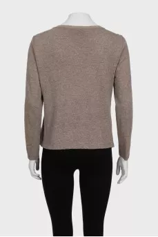 Straight-cut jumper made of wool and silk