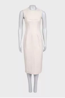 Beige fitted midi dress