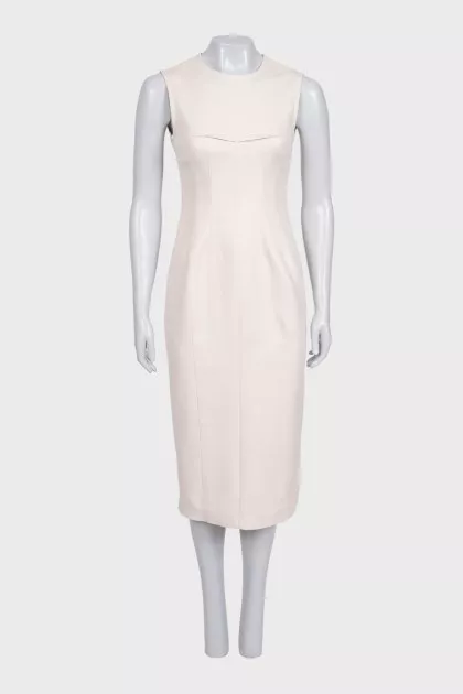 Beige fitted midi dress