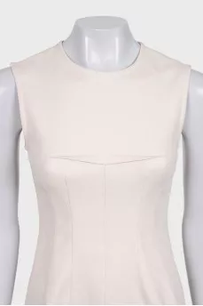 Beige fitted midi dress