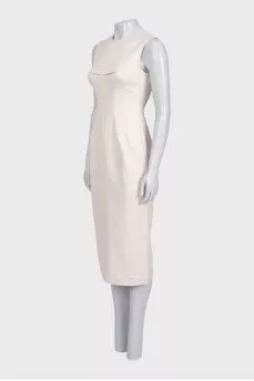 Beige fitted midi dress