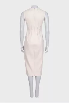 Beige fitted midi dress
