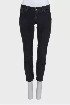 Dark gray low-rise corduroy trousers