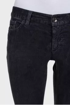 Dark gray low-rise corduroy trousers