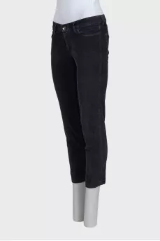 Dark gray low-rise corduroy trousers