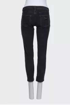 Dark gray low-rise corduroy trousers