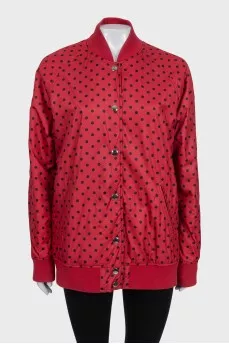 Polka dot print button-up jacket
