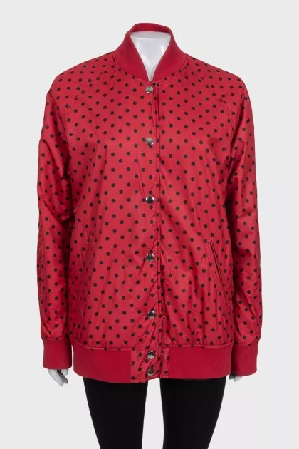Polka dot print button-up jacket