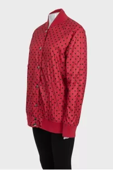 Polka dot print button-up jacket