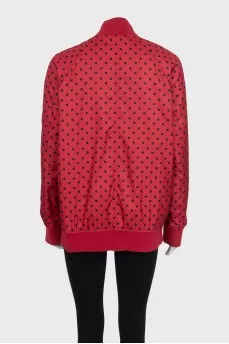 Polka dot print button-up jacket