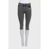 Grey tapered denim capri pants