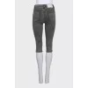 Grey tapered denim capri pants
