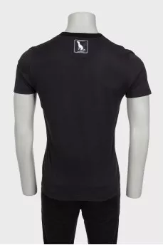 Men's straight black t-shirt with print
