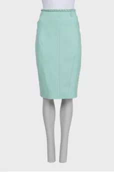 Blue skirt with a decorated belt