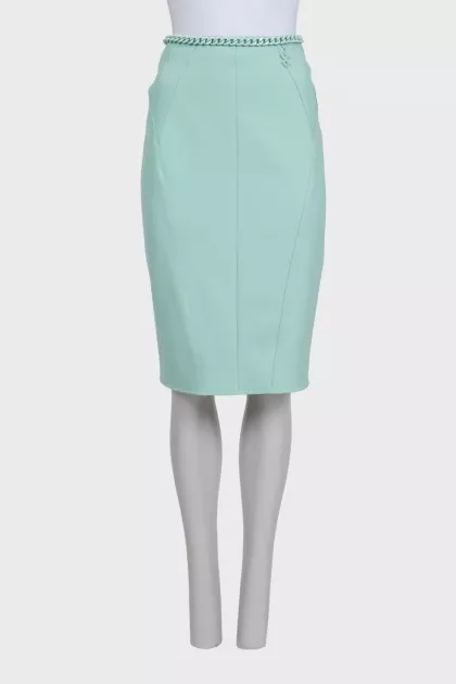 Blue skirt with a decorated belt
