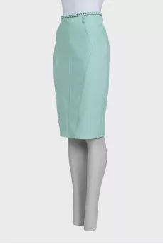 Blue skirt with a decorated belt