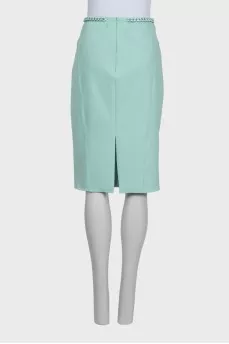 Blue skirt with a decorated belt
