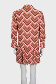 Straight-cut dress with buttons and frill