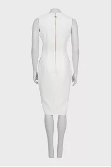 White sleeveless dress with patch pockets