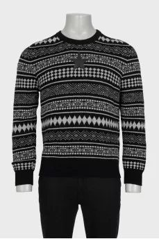 Men's black printed sweater