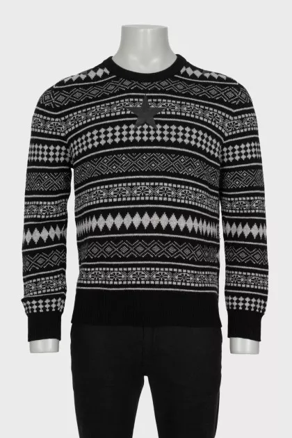 Men's black printed sweater