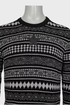 Men's black printed sweater