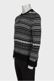 Men's black printed sweater