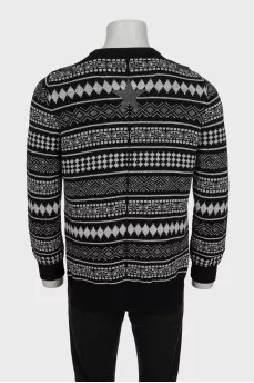 Men's black printed sweater