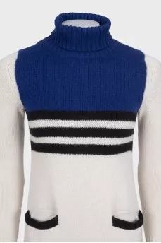 White knitted dress with colored inserts