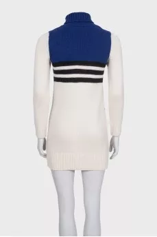 White knitted dress with colored inserts