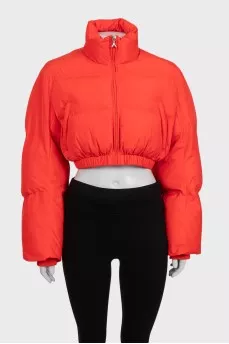 Cropped red down jacket