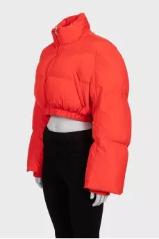 Cropped red down jacket
