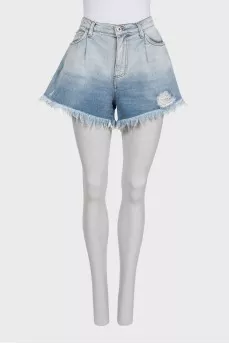 Distressed denim shorts