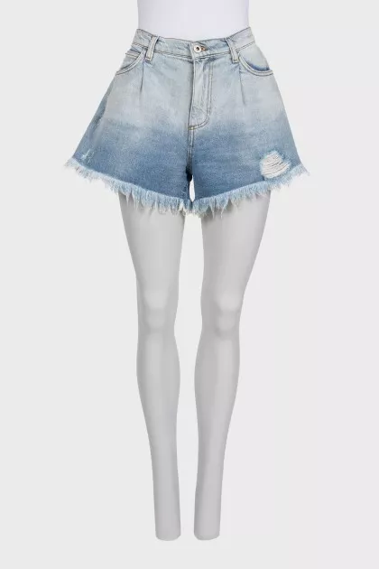 Distressed denim shorts