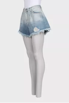 Distressed denim shorts