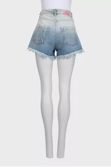 Distressed denim shorts