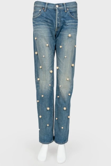 Large pearls jeans