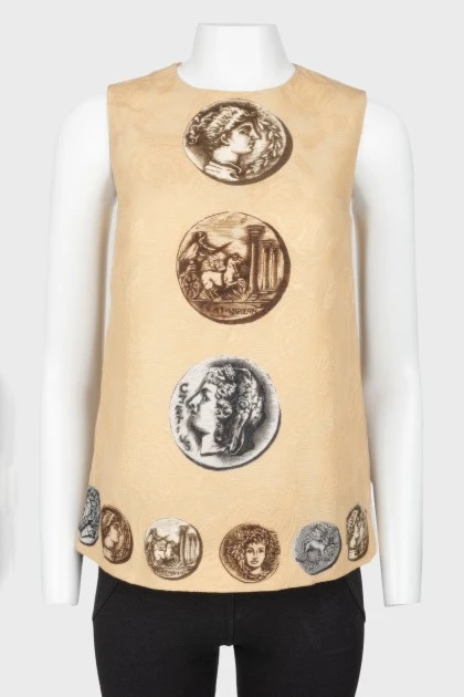 Gold print top