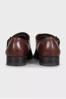 Men's brown leather monk shoes