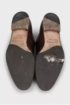 Men's brown leather monk shoes