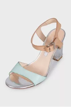 Light blue sandals with clear heels
