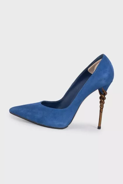 Blue suede stiletto heels
