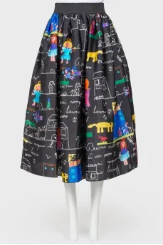 Black skirt with an abstract print