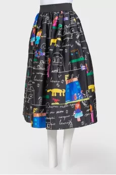 Black skirt with an abstract print